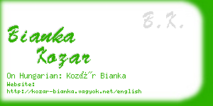 bianka kozar business card